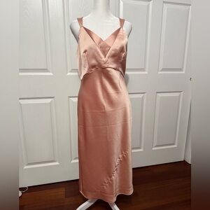 Express Blush Satin Midi Dress